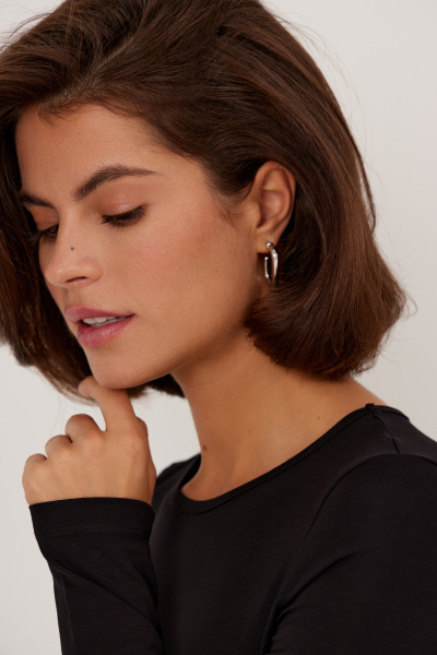 Серьги-полукольца овальные (серебро)